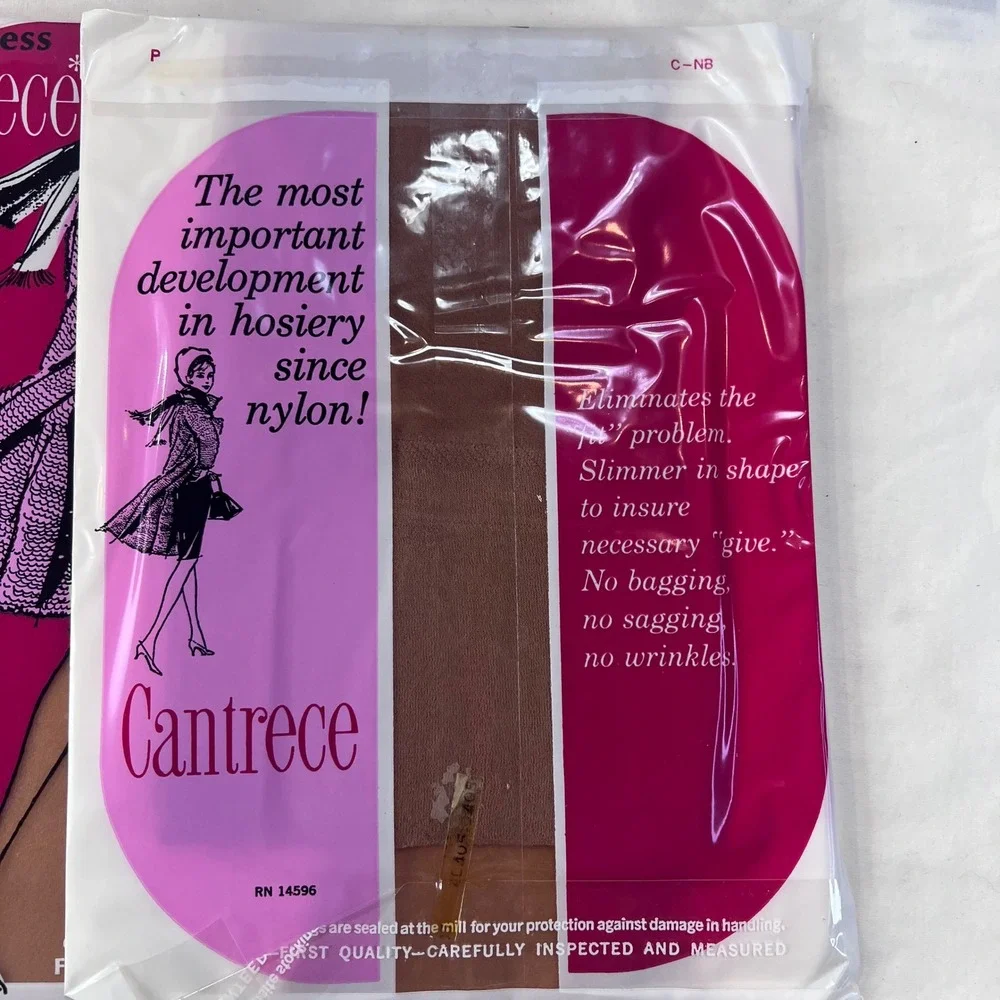 Vintage Cantrece Seamless Nylon Hosiery Lot 3 Pairs Beige Size B 9.5-10 DuPont